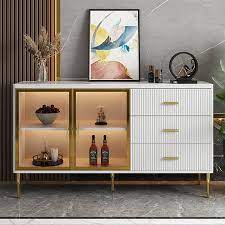 White Sideboard Cabinet Sintered Stone