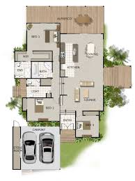 Split Level House Plan On Timber Floor
