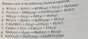 Balance Each Of The Following Chemical