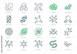 Molecule Line Icons Vector