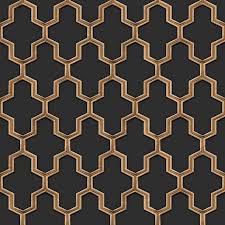 Geometric Black Gold Silk Wallpaper