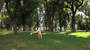 Little Girl Cartwheel Stock Footage