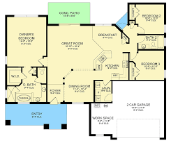 Ranch House Plan With Work In 2 Car