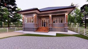 Elongated Bungalow Design With Four