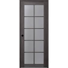 Belldinni Paola 32 In X 80 In Right Handed 10 Lite Frosted Glass Solid Core Gray Oak Wood Single Prehung Interior Door Brown Gray Oak