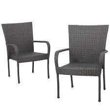 Noble House Gray Stackable Faux Rattan