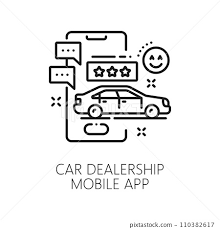 Car Dealership Mobile App Line Icon For