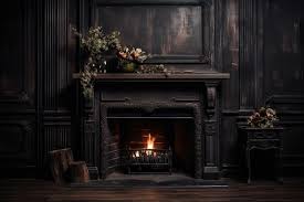 Photo Vintage Style Dark Fireplace