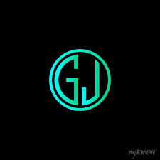 Gj Monogram Letter Icon Design On Black
