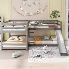 L Shaped Full And Twin Size Bunk Beds