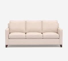 Cameron Square Arm Upholstered Sleeper Sofa With Air Topper Polyester Wrapped Cushions Rustic Linen Parchment Pottery Barn
