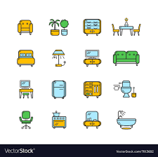 Furniture Icon Set Color Royalty Free
