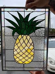 Pineapple Stained Glass Window Panel