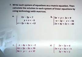 Equations As A Matrix Equation