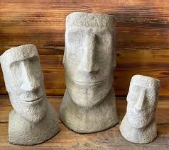 Stone Garden Set Of 3 Moai Easter
