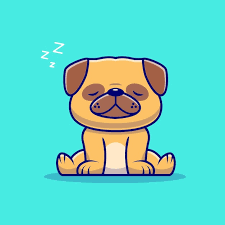 Cute Pug Dog Sleeping Cartoon Icon