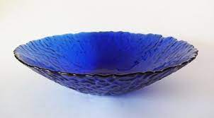 Cobalt Blue Glass Large Salad Bowl