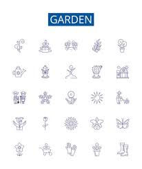 Garden Line Icons Signs Set Design
