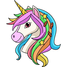 Unicorn Head Cartoon Colored Clipart