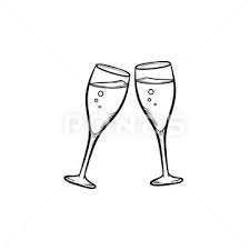 Champagne Glasses Hand Drawn Sketch