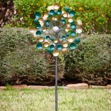 Southern Patio Lots Of Dots Wind Spinner Yard Stake Gold Green