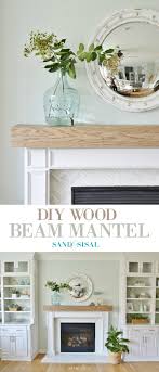 diy wood beam mantel and fireplace