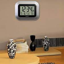 La Crosse Technology Atomic Digital Wall Clock With Indoor Temperature Silver