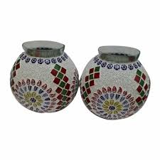 Round Mosaic Glass Pot For Decoration
