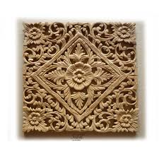 Thai Wood Carving Lotus Wall Art Panel