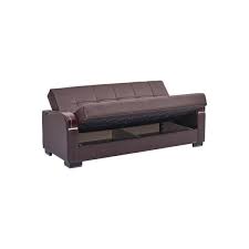 Goliath Collection Convertible 87 In Brown Faux Leather 3 Seater Twin Sleeper Sofa Bed With Storage