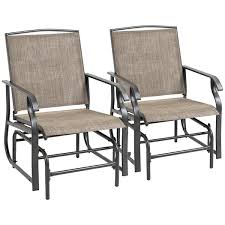 Khaki Metal Patio Swing Chair Set