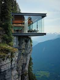 A Glass House On A Cliff Overlooking A
