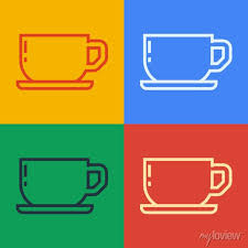 Pop Art Line Coffee Cup Icon Isolated