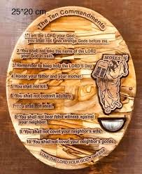 The Ten Commandments Wood Plaque Home