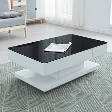 High Gloss Coffee Table Black Glass Top