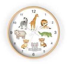 Safari Animals Nursery Wall Clock Baby