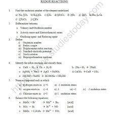 Cbse Class 11 Chemistry Redox Reactions