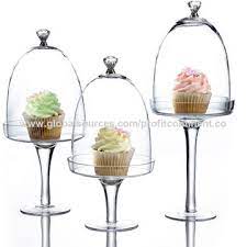 Glass Cake Dome Set With Silver Knobs
