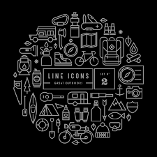 Line Icon Sets Outdoor Kitchen