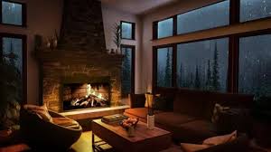 Living Room With Fire Stock Footage