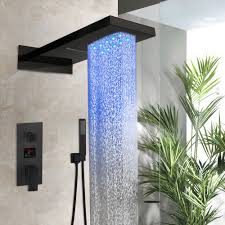 Black Waterfall Rainfall Shower Head