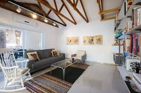 modern interiors with exposed ceiling beams