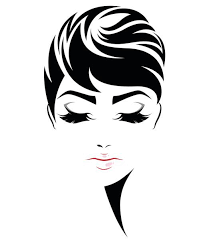 Women Short Hair Style Icon Logo Women