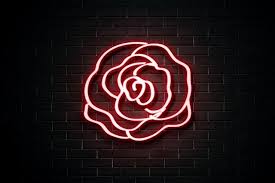 Image Of Neon Red Rose On A Wall By Nam