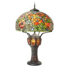 Poppies Stained Glass Table Lamp