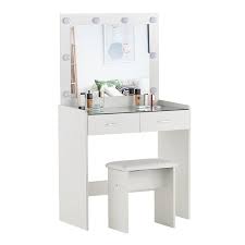 White Dressing Table Led With Clear