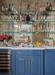 Glass And Brass French Wet Bar Shelves
