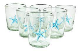 Drinking Glass Icon Starfish Turquoise