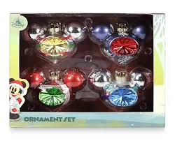 Disney Glass Droplet Ornament Set Mickey Mouse Icon