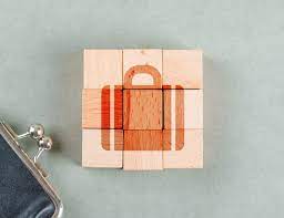 Wooden Blocks With Briefcase Icon Top